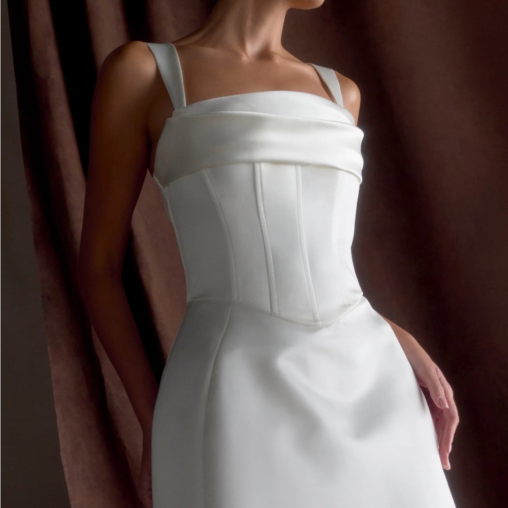 Meshki White Satin Corset Mini Dress